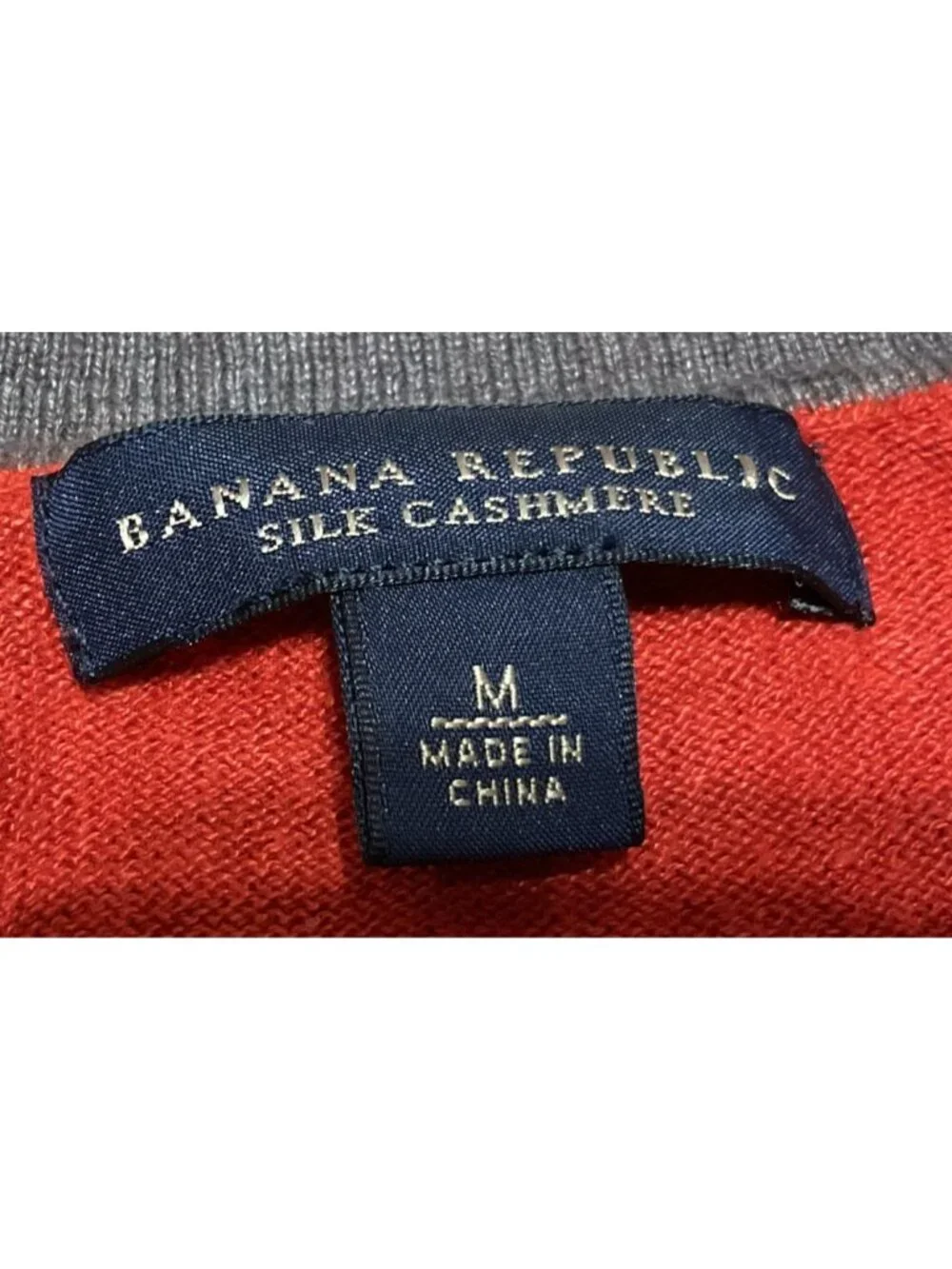 Banana Republic Silk Cashmere Sweater Burnt Orange Sz M Crewneck Long Sleeve Men